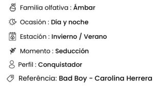 Perfume de Amakha París, Perfume Bad Man de Amakha París, Perfume de 100ml, Perfume de alta fijación, Perfume de Amakha París de hombre, Bad Boy - Carolina Herrera