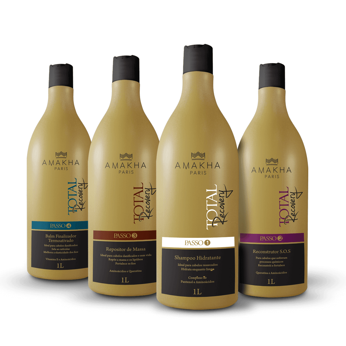 Recuperación total del cabello, kit 4 pasos