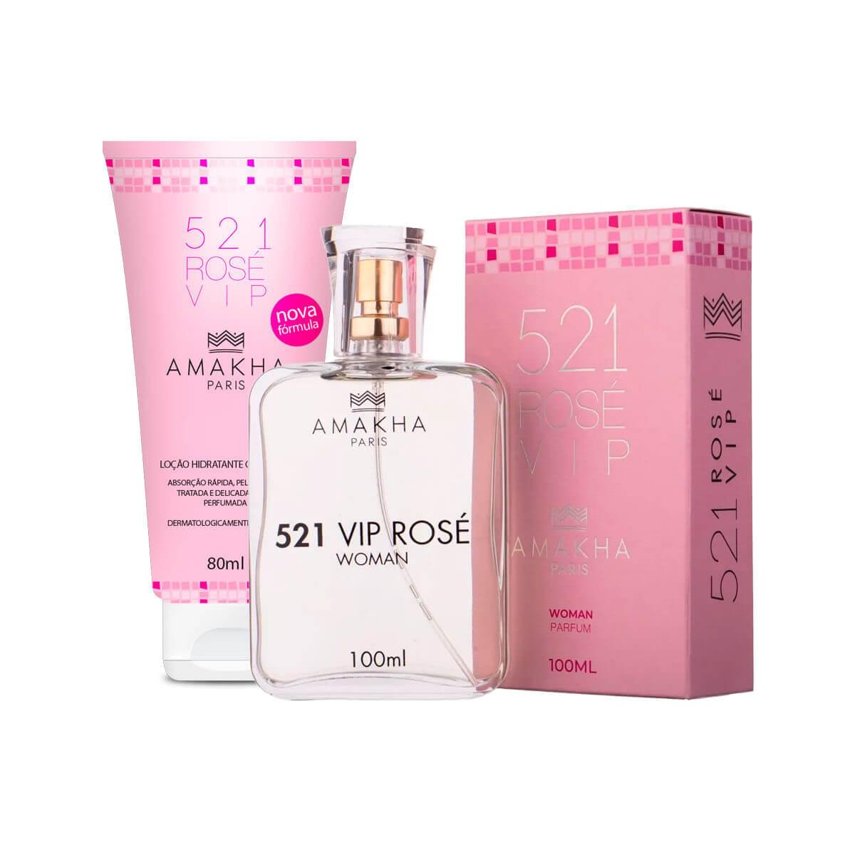 Kit Perfume Mujer 521 Vip Rosé 100ml + Hidratante Corporal 521 Vip Rosé 80ml