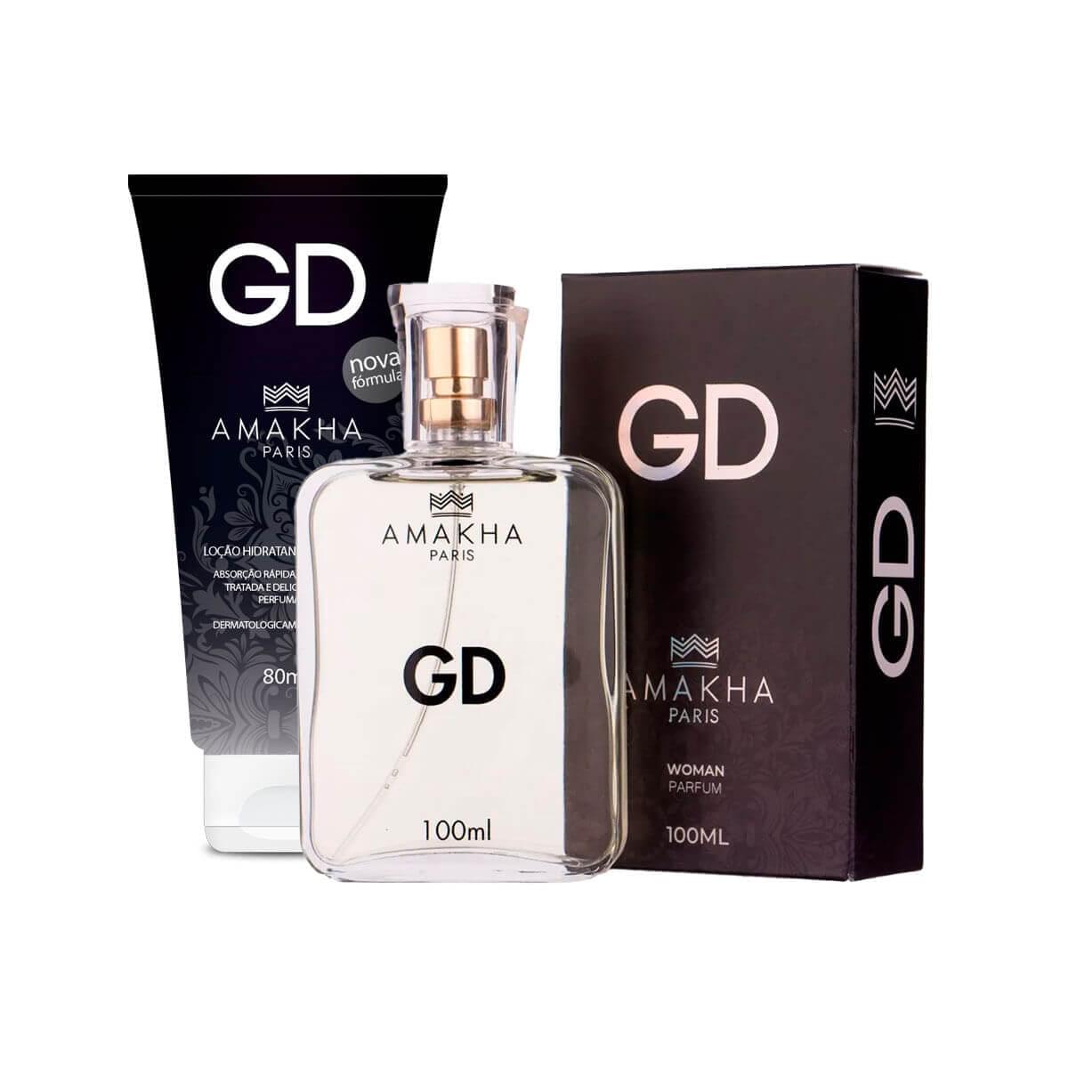kit perfume 100 ml + crema hidratante amakha paris
